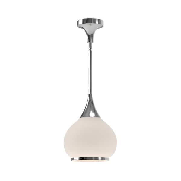 ALORA MOOD Hazel 10 in. 1 Light 60-Watt Chrome/Opal Matte Glass Pendant Light