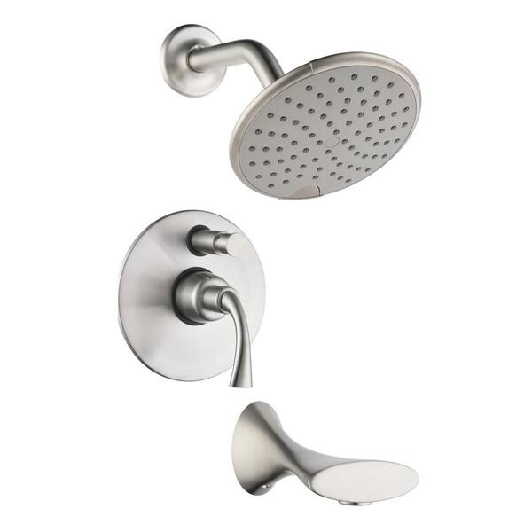 Ultra Faucets Twist Single-Handle 1-Spray Tub and Shower Faucet 1.8 GPM in. Brushed Nickel (Valve Included)