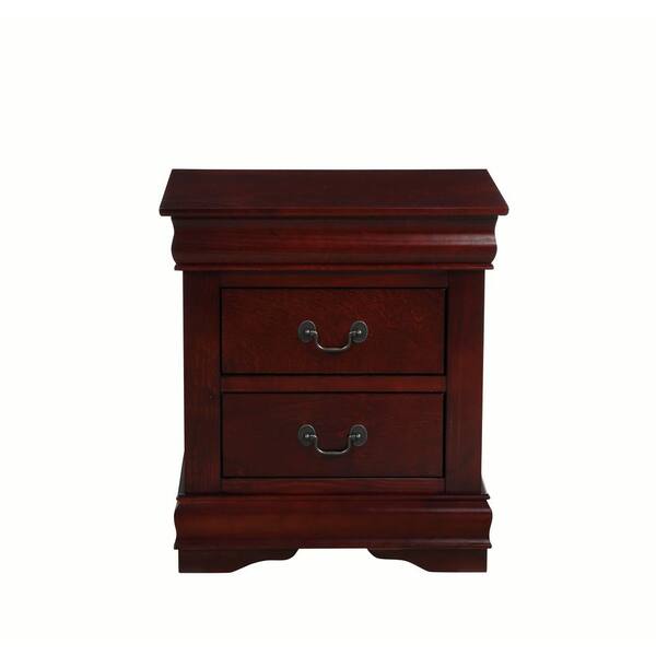 GOSALMON 2-Drawer Cherry Nightstand 24 in. H x 21 in. W x 15 in. D