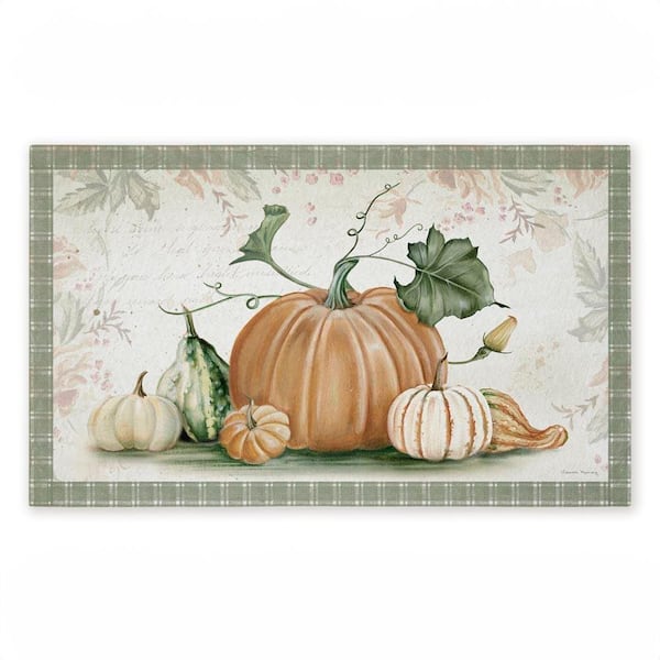 Harvest Gourds Motif Orange 18 in. x 30 in. Polyester Non-Slip Outdoor Door Mat