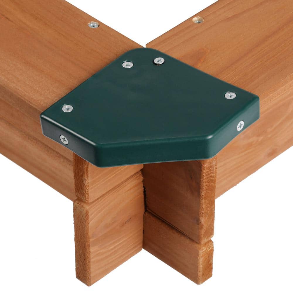 Cedar Wood Square Sandbox with Green Cover