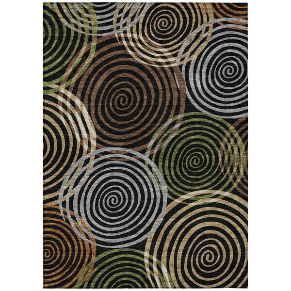 Chantille Machine Washable Indoor/Outdoor Abstract ACN2435 Black 3 ft. x 5 ft. Area Rug