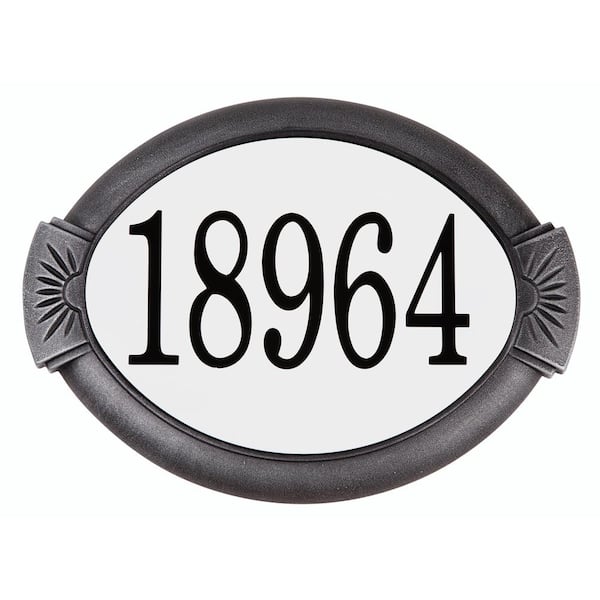 Unbranded Classic Cast Aluminum Oval Address Plaque, Swedish Silver
