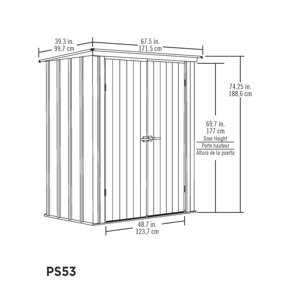 Compact Gray and Anthracite Steel Patio Storage Shed Kit