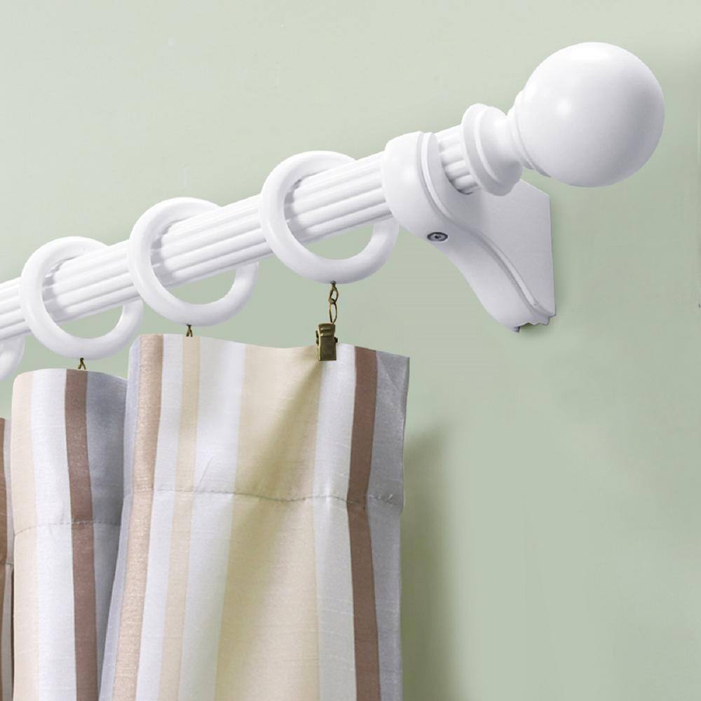 Mix and Match 1-3/8 in. dia. Wood Single Curtain Rod White - 8 FT (96 in.)