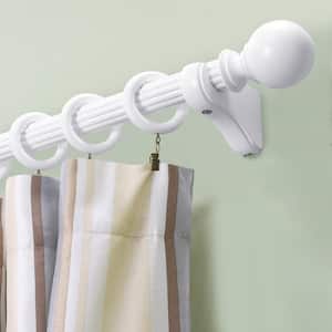 Mix and Match 8 ft.(2-Pieces 4 ft.) 1-3/8 in. Non-Telescoping Single Curtain Rod with Reeded Wood in White