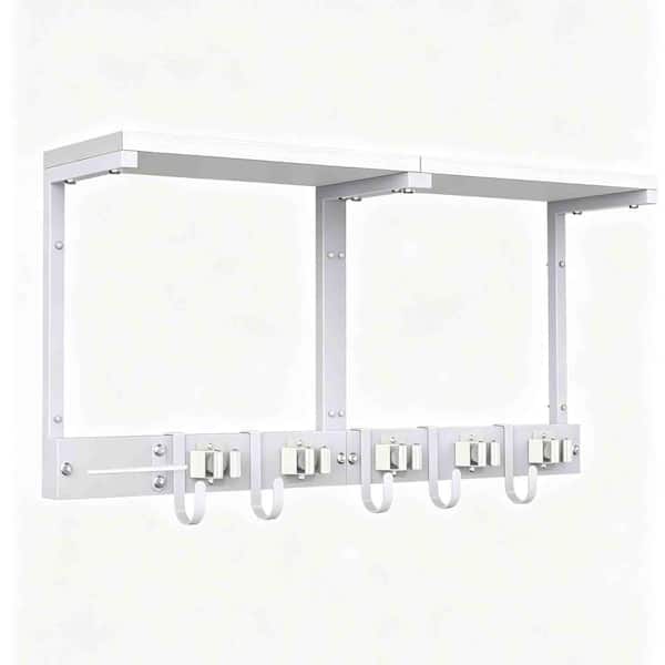 3-in-1 Wall Mounted Broom Holder with Shelf and Vacuum Storage Rack