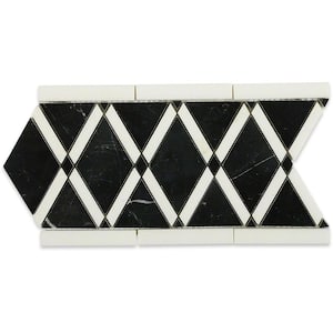 Grand Nero Border 6 in. x 12 in. x 10 mm Polished Marble Floor and Wall Tile
