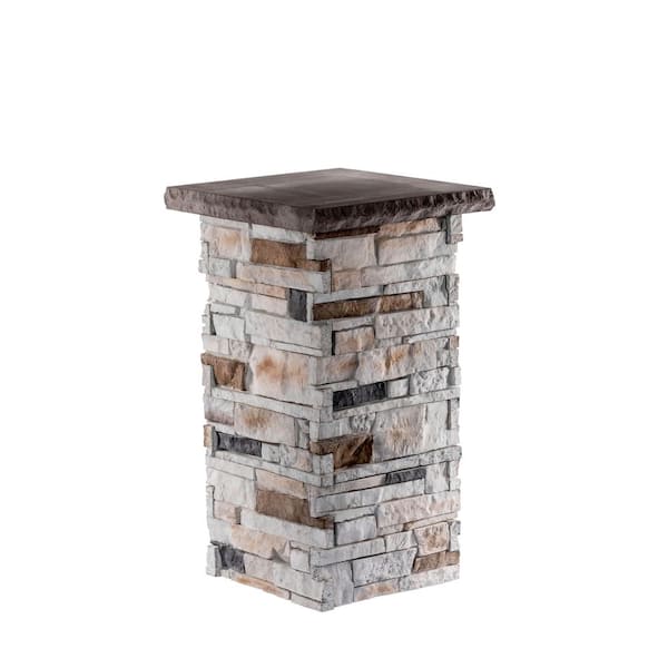 Silvermine Stone 18 in. x 36 in. Dover Cliff with a Brownstone Flat Cap Stone Pillar Kit