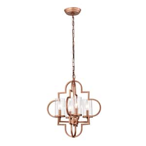 Planchard 4-Light Antique Gold Globe Chandelier for Dining/Living Room, Bedroom with No Bulbs Included