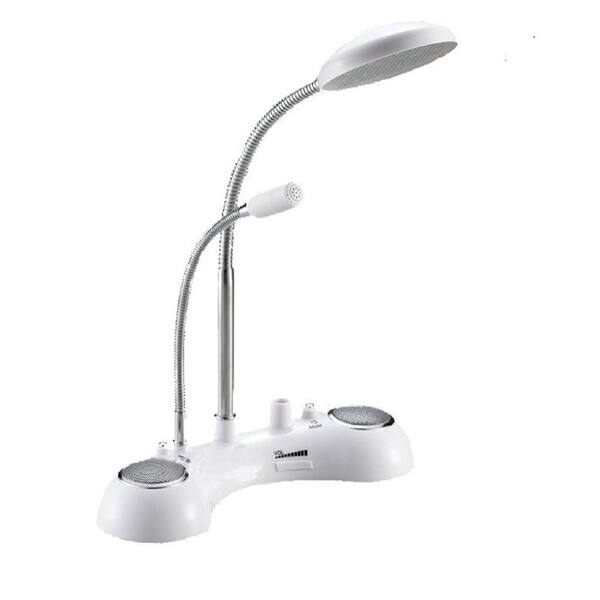 LighTunes 12.83 in. White USB LED Speaker Desk Lamp with Microphone-DISCONTINUED