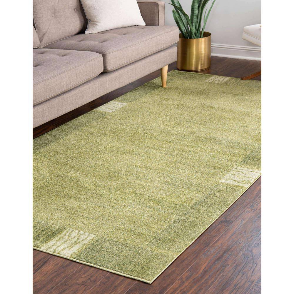 Green Tufted Rectangular Easy Care Synthetic Rug