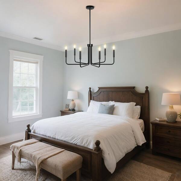 YANSUN 28 in. 6-Light Black Farmhouse Chandelier Industrial Dining