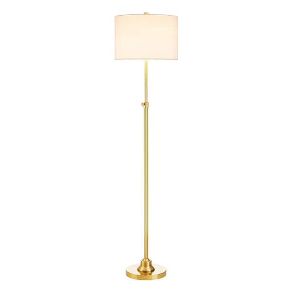 KAWOTI 63.5 in. Antique Brass Adjustable Standard Floor Lamp with White  Linen Shade 21202 - The Home Depot