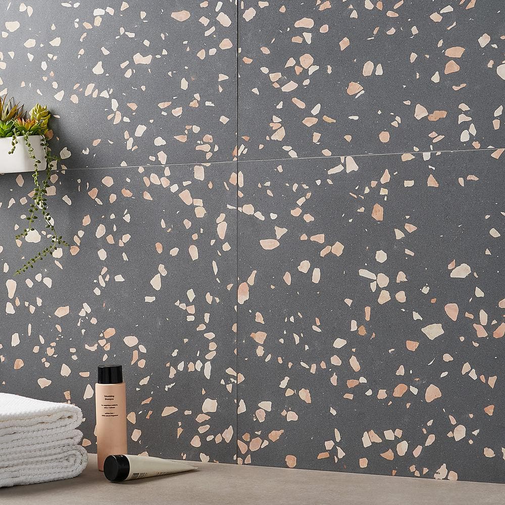 Italia Grande Gray Slate Terrazzo Floor and Wall Tile