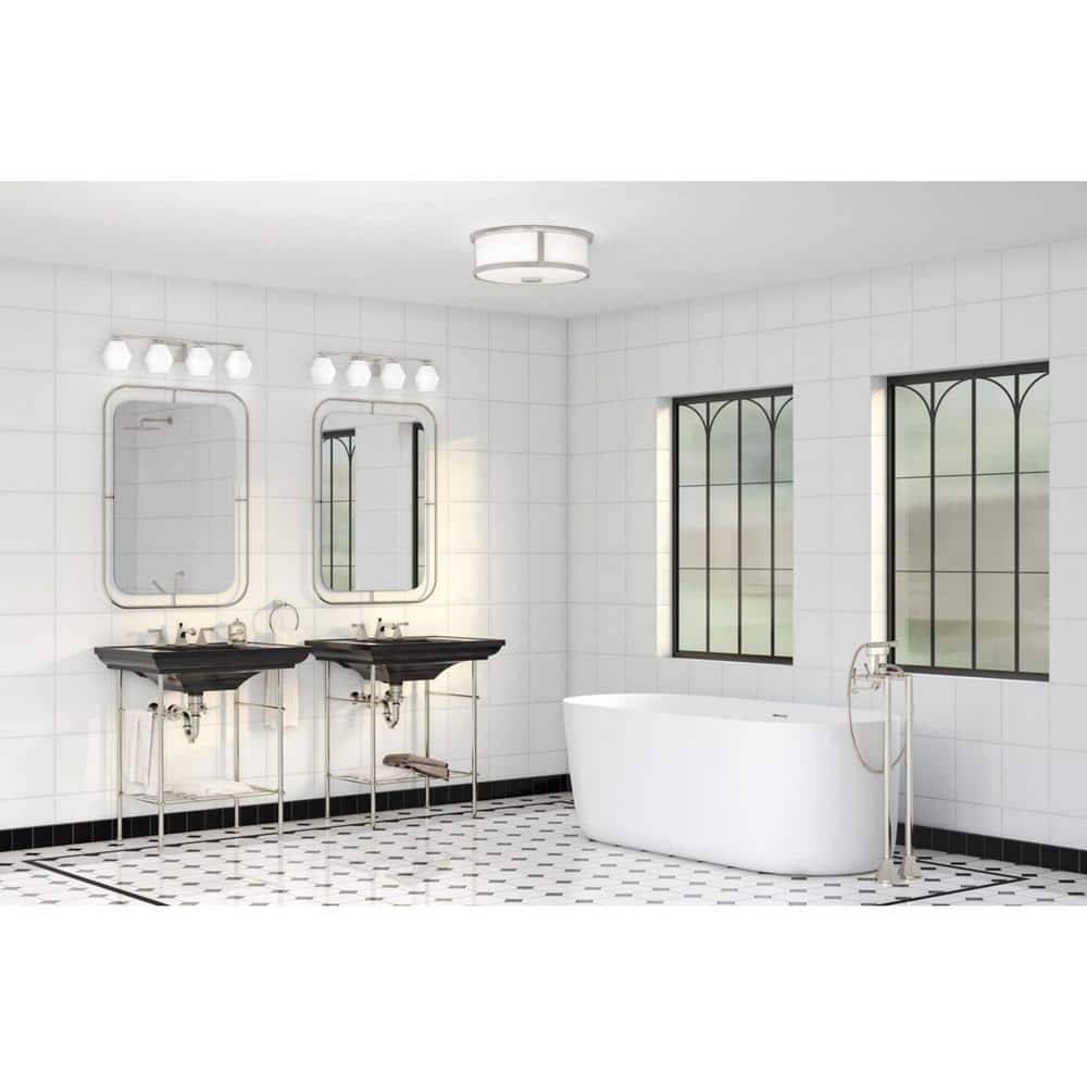 Copeland Brushed Nickel 4-Light Vanity with Opal Glass Shades