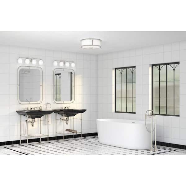 Copeland Collection 33 in. 4-Light Brushed Nickel Vanity Light with Etched Opal Glass Shades