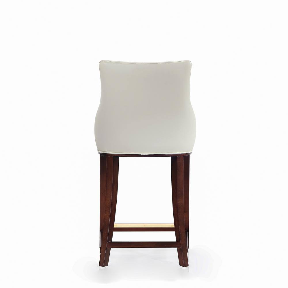 Ivory Leatherette Upholstered Counter Stool with Beech Wood Legs