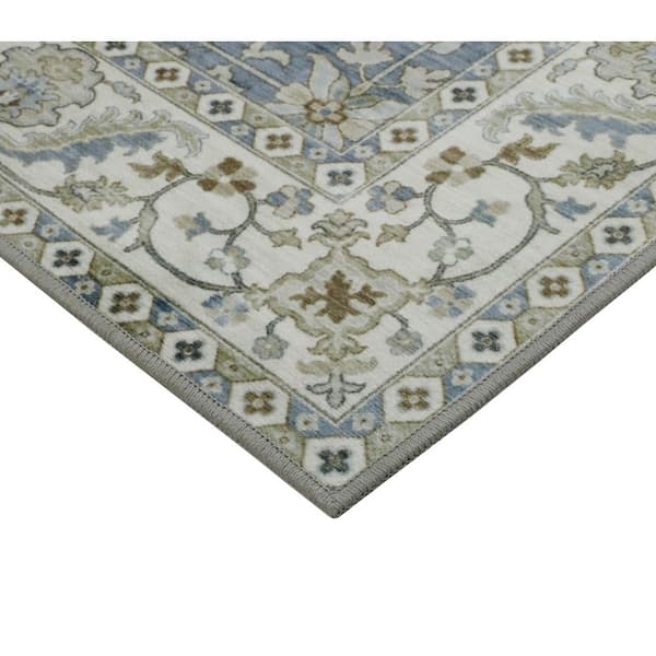 Willa Blue/Brown 2 ft. x 8 ft. Woven Oriental Polyester Area Rug