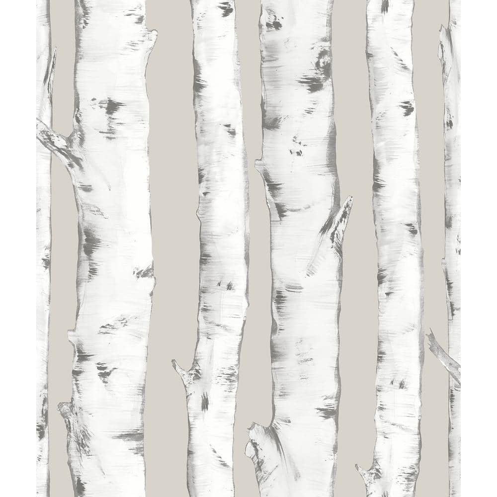 Downy Birch Neutral Vinyl Peel and Stick Wallpaper, 198-in by 20.5-in