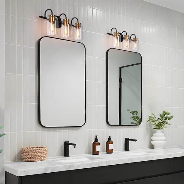 BNY241さま Zevni 21 in. 3-Light Black Bathroom Vanity Light Modern