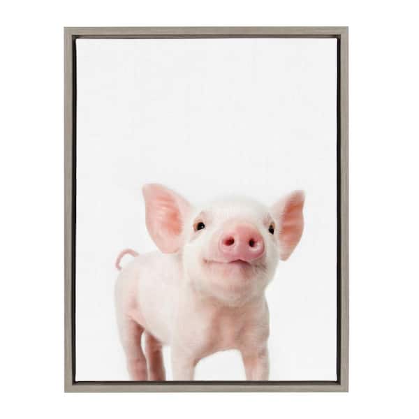 Kate and Laurel Sylvie "Animal Studio Piglet" by Amy Peterson Framed Canvas Wall Art