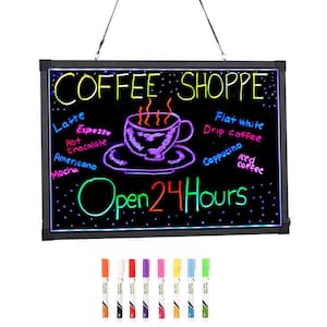 28 in. x 20 in. LED Illuminated Hanging Message Writing Board