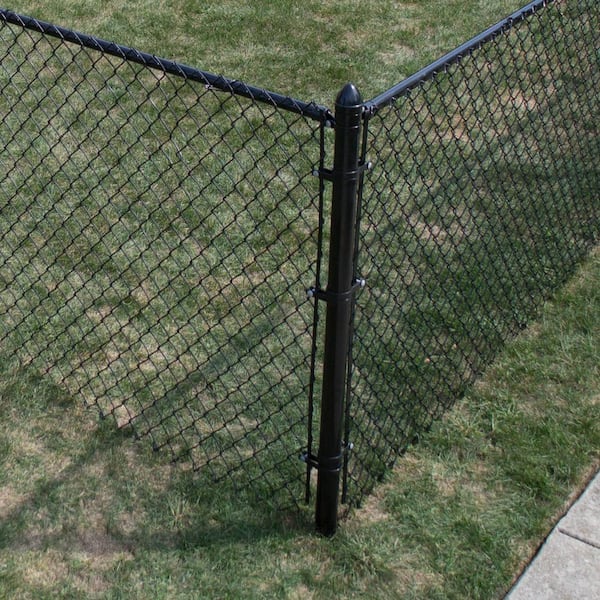 Everbilt - 42 in. x 48 in. Galvanized Steel Chain Link Fence Black Metal Gate