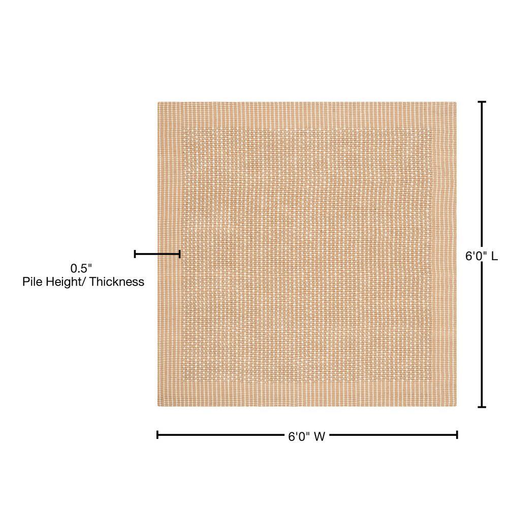 Ivory and Beige Handmade Jute Square Area Rug