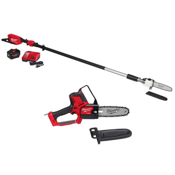 M18 FUEL 10 in. 18V Brushless Cordless Telescoping Pole Saw Kit w/8 in. Hatchet Pruning Saw, 12.0 Ah Battery, Charger