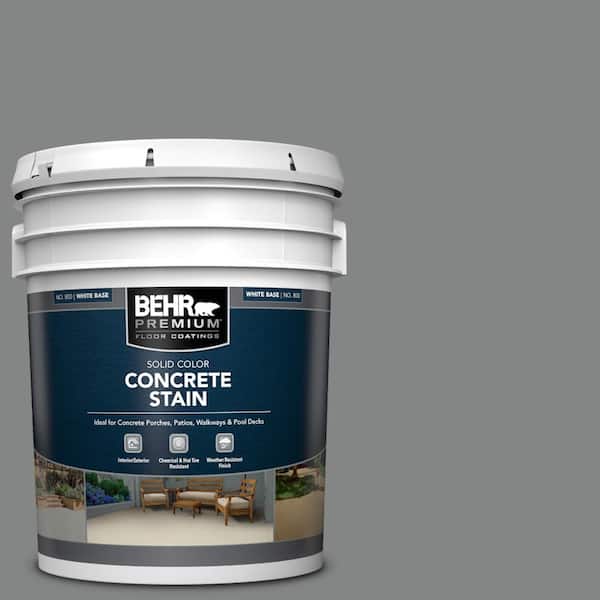 BEHR PREMIUM 5 gal. #PFC-63 Slate Gray Solid Color Flat Interior/Exterior Concrete Stain