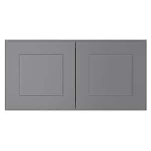 30 in. W x 12 in. D x 15 in. H in Shaker Gray Plywood Ready to Assemble Wall Cabinet 2-Doors Kitchen Cabinet