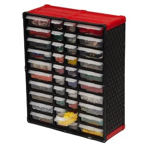 40-Compartment Small Parts Organizer, Red