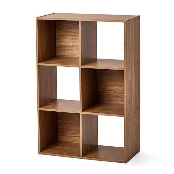 Unbranded 36 in. H x 24 in. W x 12 in. D Warm Walnut 6 - Cube Organizer