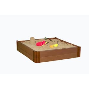 Classic Sienna 1 in. Series 4 ft. x 4 ft. x 11 in. Composite Square Sandbox Kit with Collapsible Cover