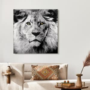 "King of the Jungle" Reverse Printed Tempered Glass with Silver Leaf 36 in. x 36 in. x 0.2 in.