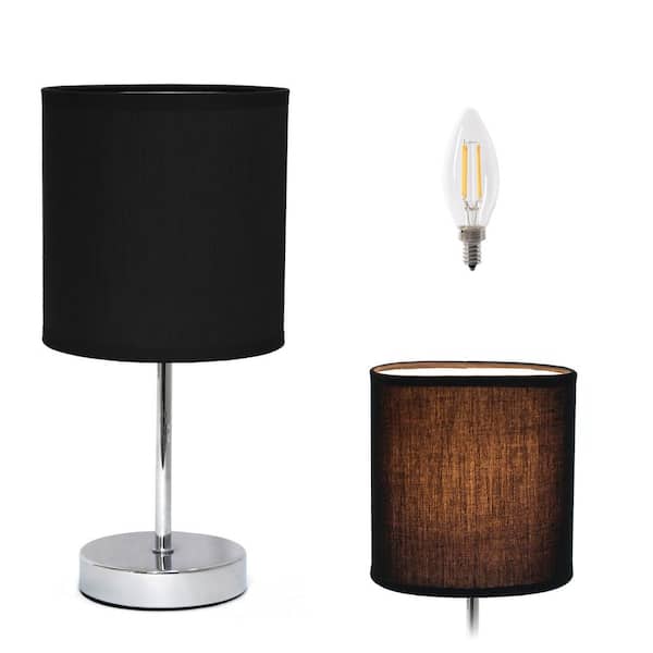 Simple Designs 11.81 in. Black Mini Table Lamp for Living Room with Feit LED Bulb Included