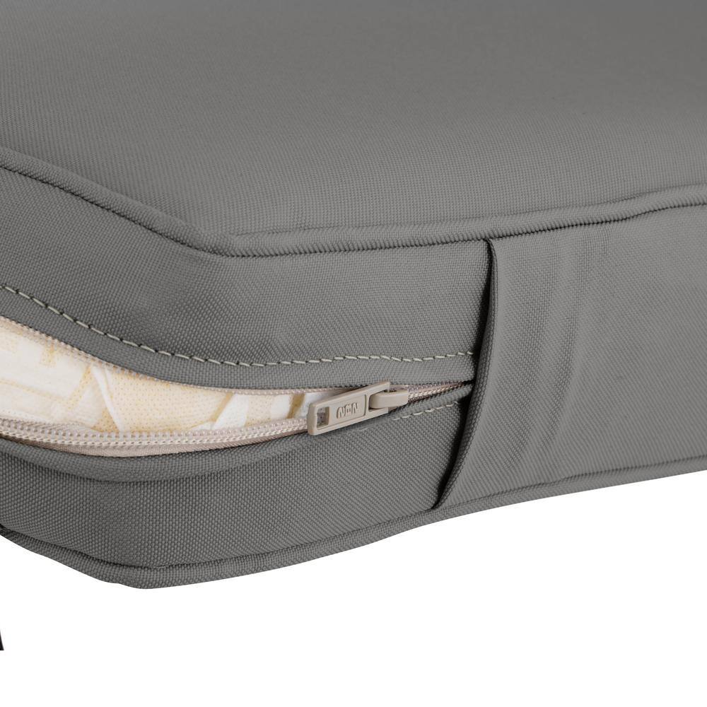 Montlake FadeSafe Light Charcoal Grey Patio Chaise Lounge Cushion Slip Cover, 72"L x 21"W