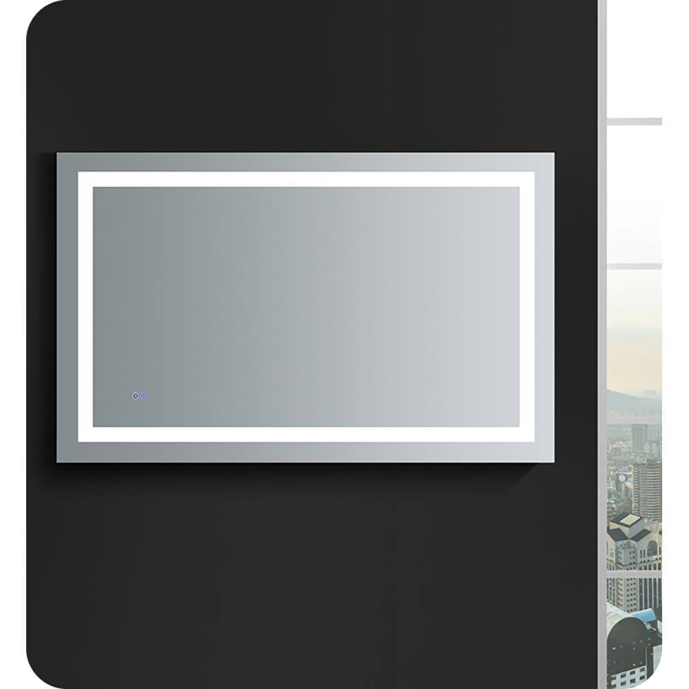 Sleek 48"x30" Transitional Frameless Vanity Mirror with LED & Defogger
