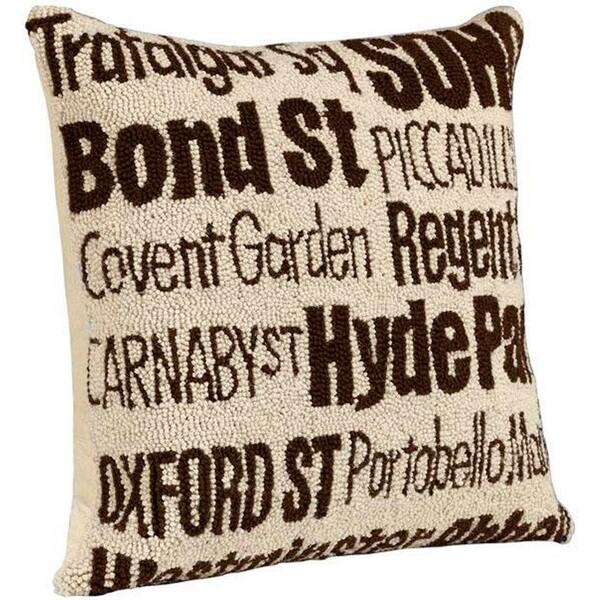 Unbranded City Hand-Hooked 18 in. W Ivory/Brown London Pillow