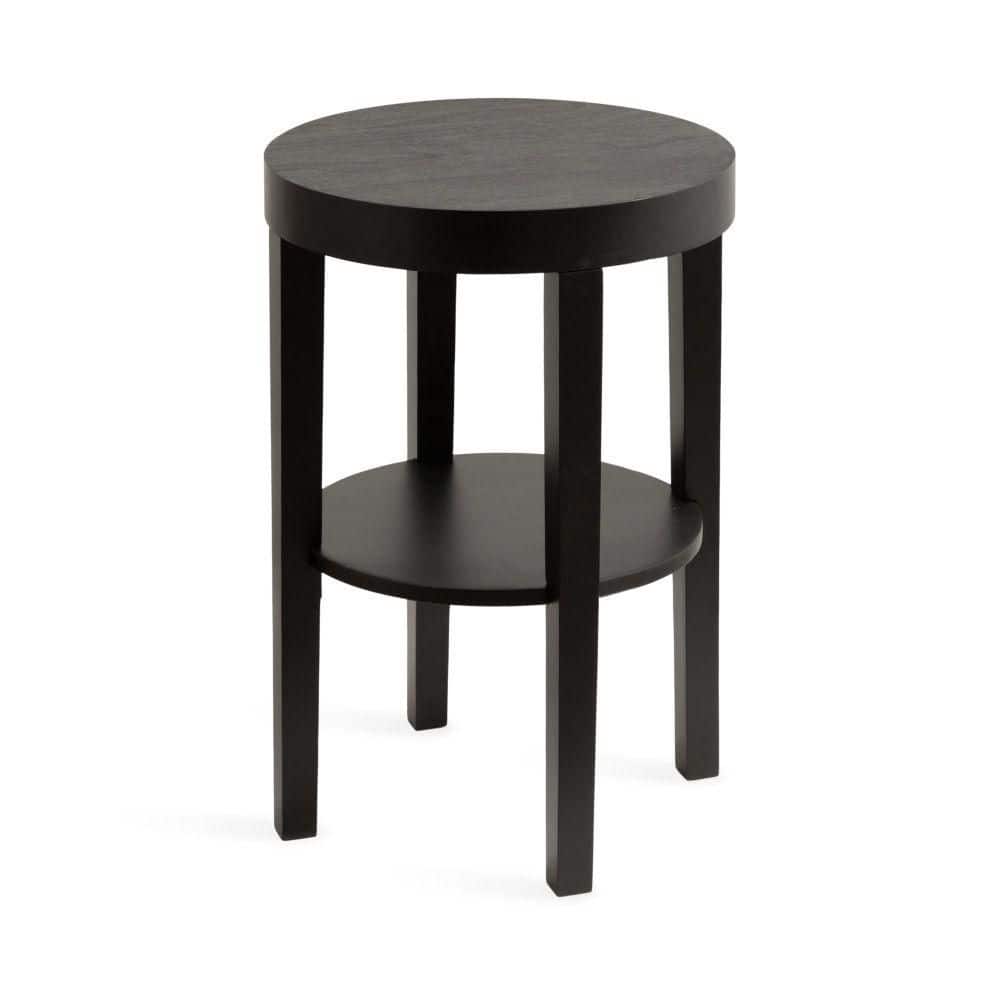Talcott 16 in. Black Round Solid Wood End Table