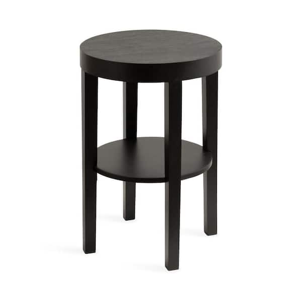 Kate and Laurel Talcott 16 in. Black Round Solid Wood End Table