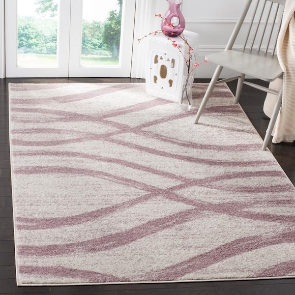 Adirondack Cream/Purple 6 ft. x 6 ft. Waves Square Area Rug