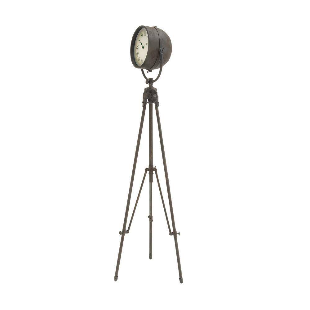 57" Black Metal Industrial Tripod Mantel Clock