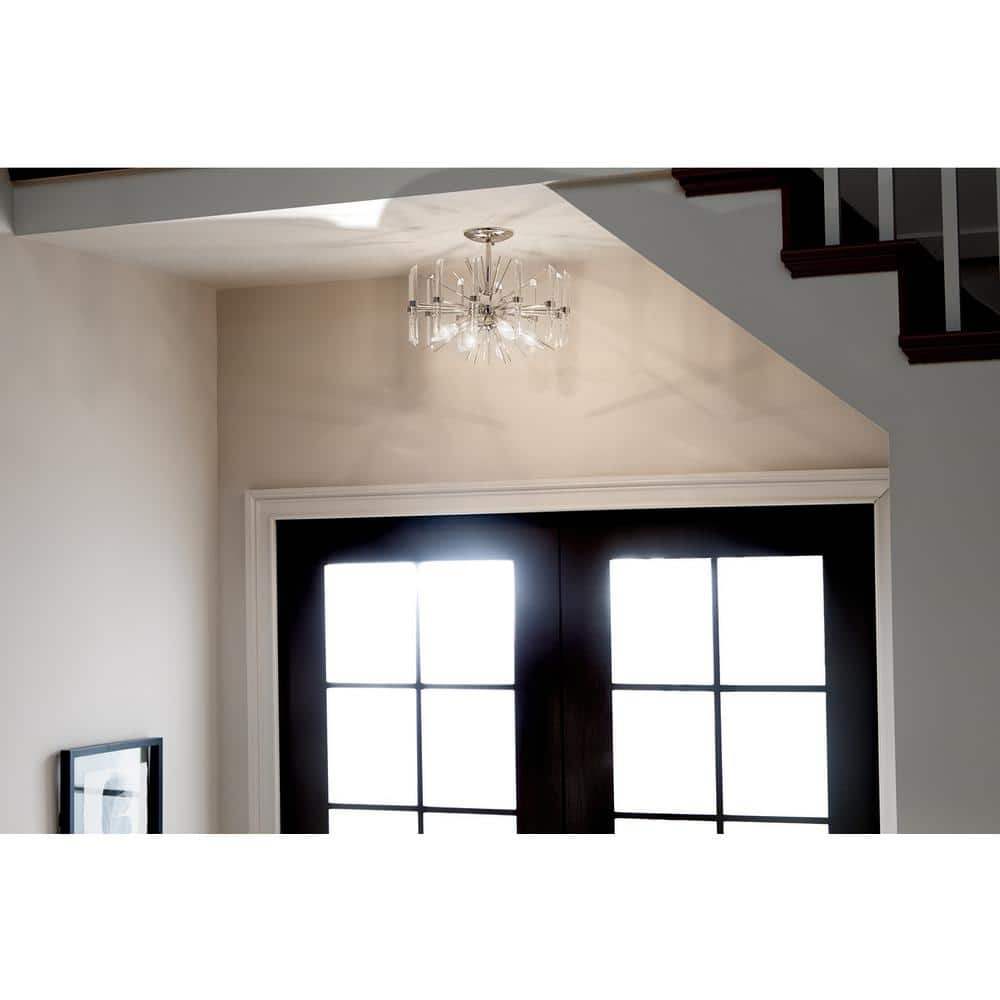 Eris Crystal Globe 16" Polished Nickel 4-Light Semi-Flush Ceiling Fixture
