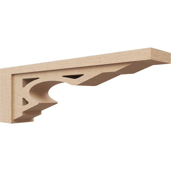 Ekena Millwork 6-in. x 36-in. x 12-in. Series 3 Thin Sheridan Rough Cedar Woodgrain Timberthane Polyurethane Corbel, Primed Tan