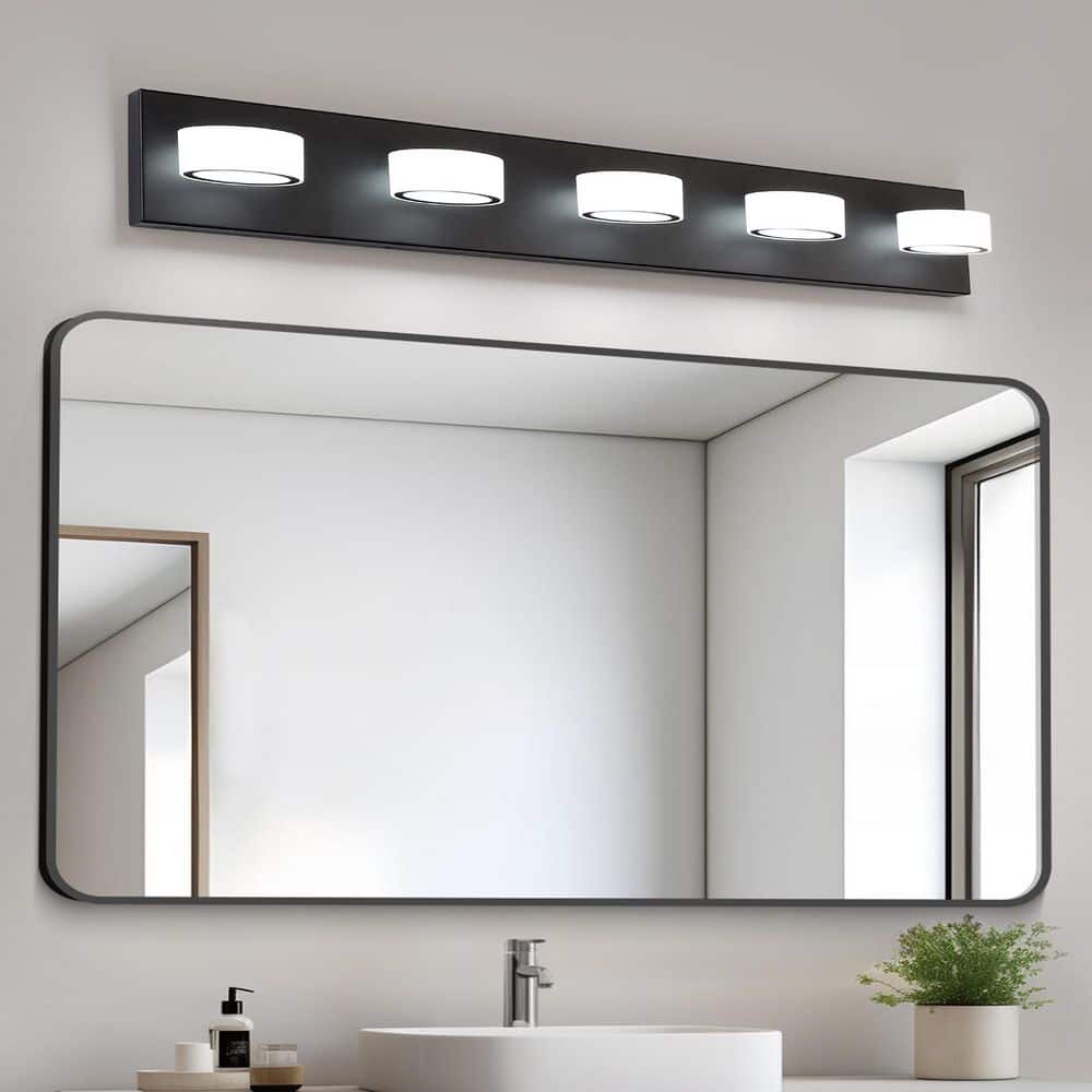 41 in. 5-Light Black LED Vanity Light, Dimmable 5500K Daylight and 270° Rotatable Lamphead price history on PriceWatchPro