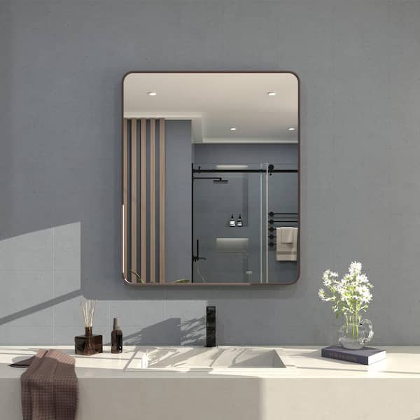 Hermitage Bath Gleamy 30 in. W x 36 in. H Rectangular Framed Wall Bathroom Vanity Mirror in Oil Rubbed Bronze