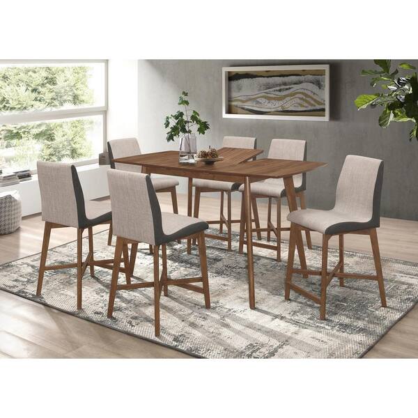Coaster Home Furnishings Redbridge 63 In Rectangle Natural Walnut Wood Top Counter Height Table With Erfly Leaf 106598 Coaster Home Furnishings Redbridge 63, Coaster Home Furnishings 9 Piece Counter Height Storage Dining Table