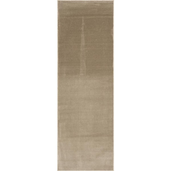Zephira Modern Solid Area Beige 3 ft. x 8 ft. Indoor Runner Rug